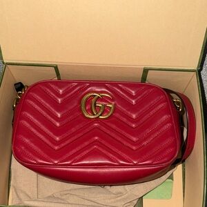 Gucci Red Quilted Leather GG Crossbody Bag